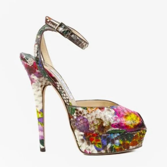 Jimmy Choo Shoes - Jimmy Choo Lola Floral Python Platform Sandals